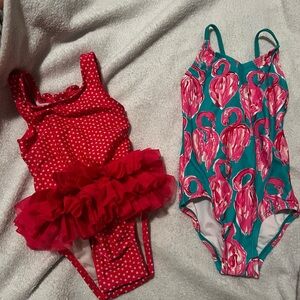 Cat & Jack Polka Dot and Flamingo Swimsuit Set